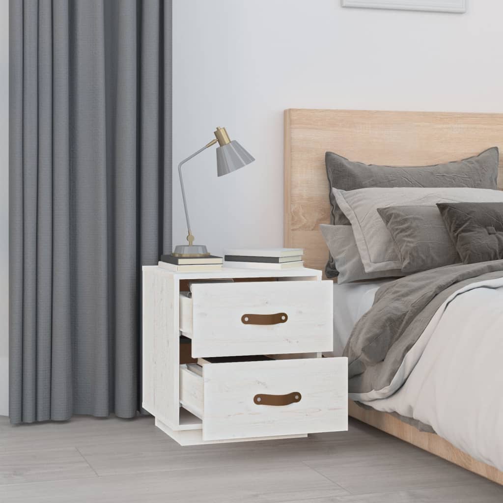 Berkfield Bedside Cabinet White 40x34x45 cm Solid Wood Pine