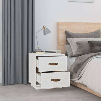 Berkfield Bedside Cabinet White 40x34x45 cm Solid Wood Pine