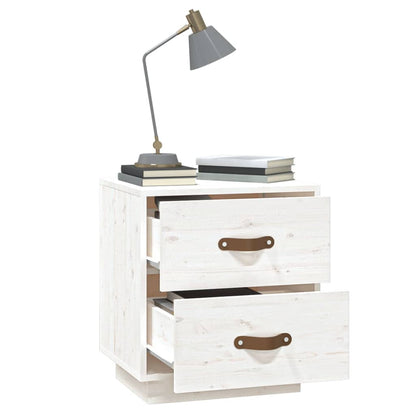 Berkfield Bedside Cabinet White 40x34x45 cm Solid Wood Pine