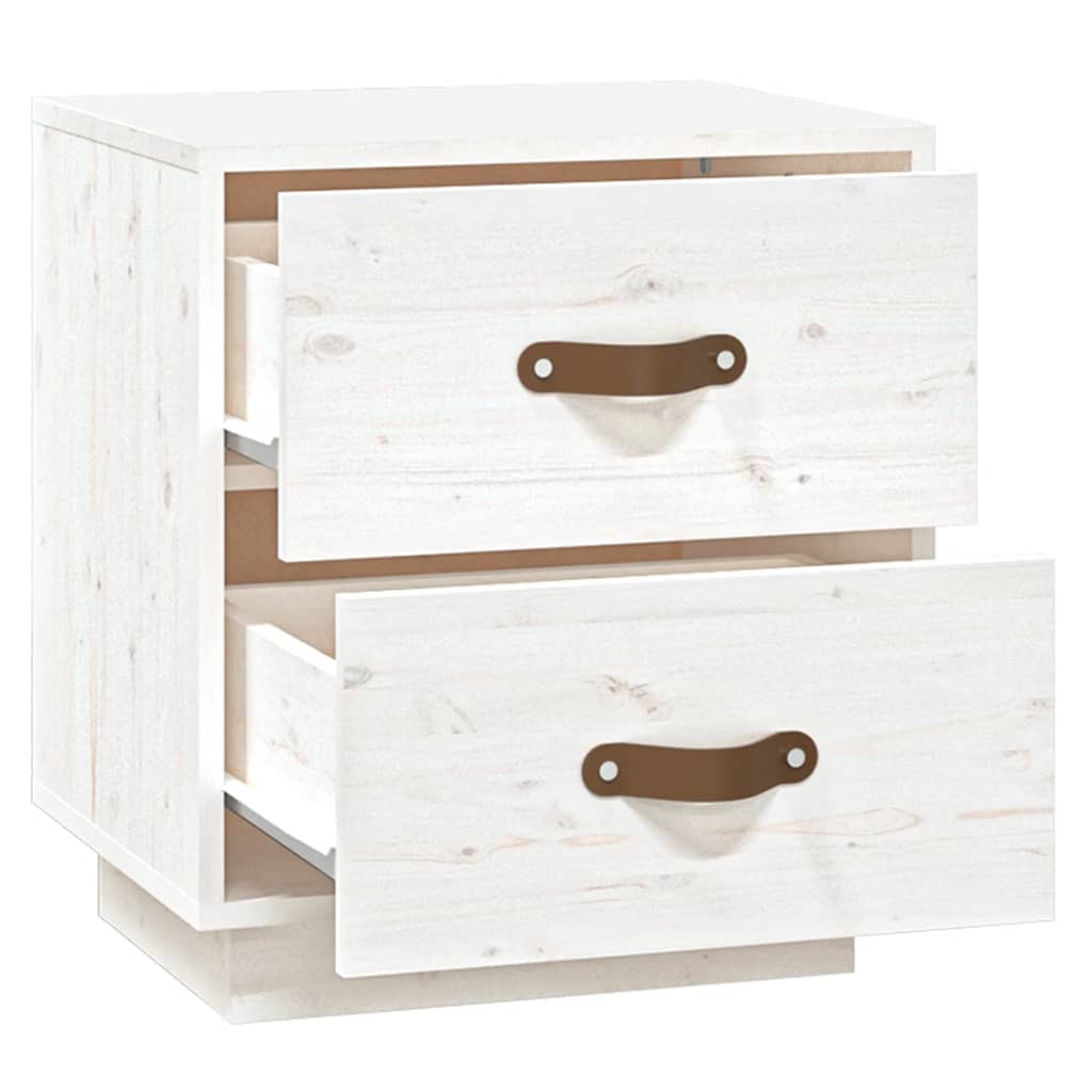 Berkfield Bedside Cabinet White 40x34x45 cm Solid Wood Pine