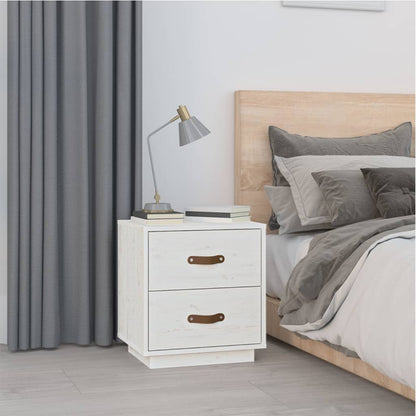 Berkfield Bedside Cabinet White 40x34x45 cm Solid Wood Pine