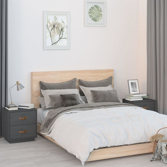 Berkfield Bedside Cabinets 2 pcs Grey 40x34x45 cm Solid Wood Pine