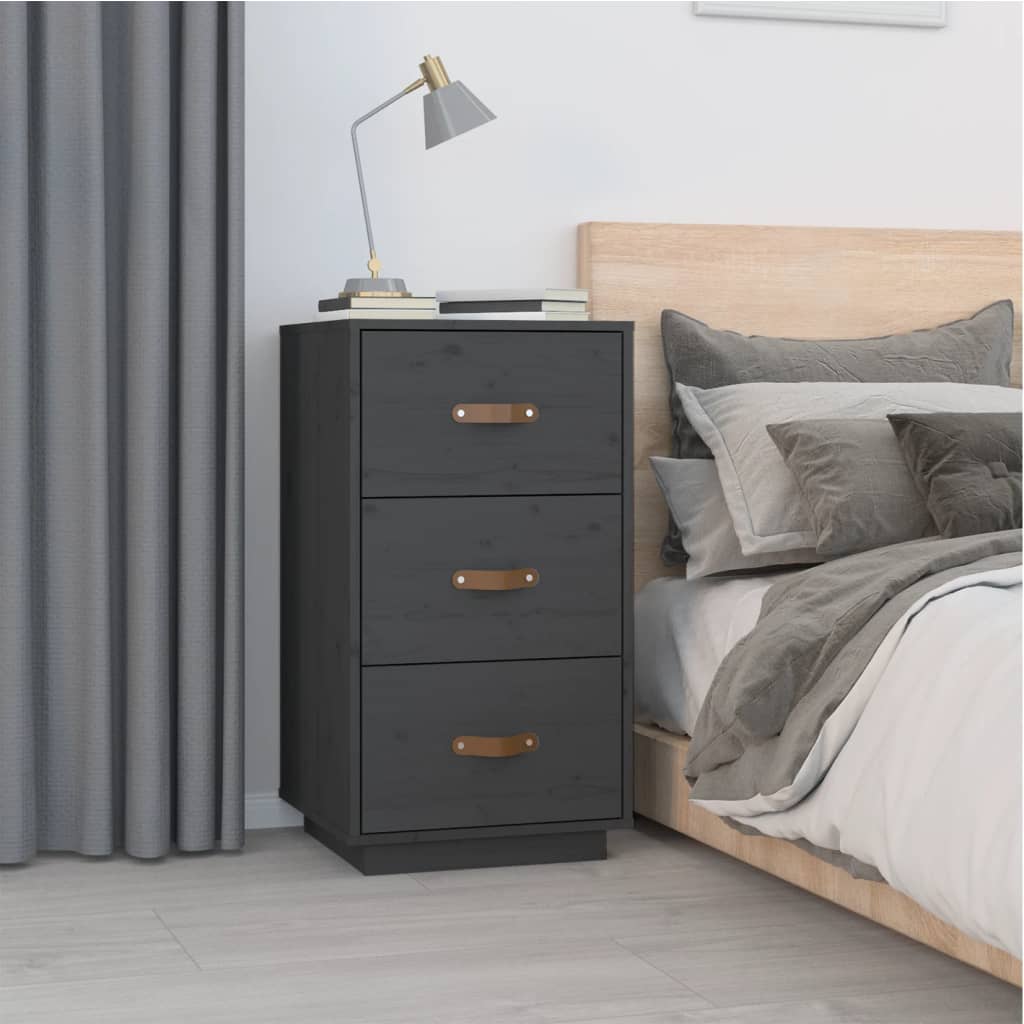 Berkfield Bedside Cabinet Grey 40x40x75 cm Solid Wood Pine