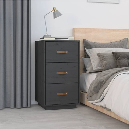 Berkfield Bedside Cabinet Grey 40x40x75 cm Solid Wood Pine