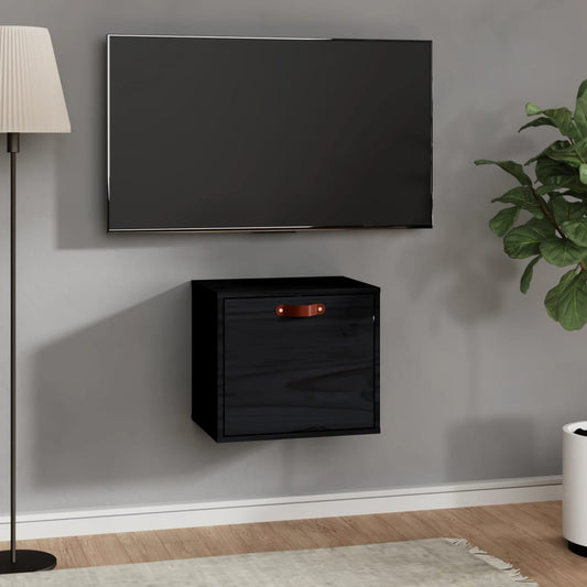 Berkfield Wall Cabinet Black 40x30x35 cm Solid Wood Pine