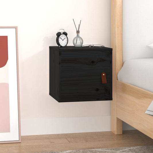 Berkfield Wall Cabinet Black 31.5x30x30 cm Solid Wood Pine