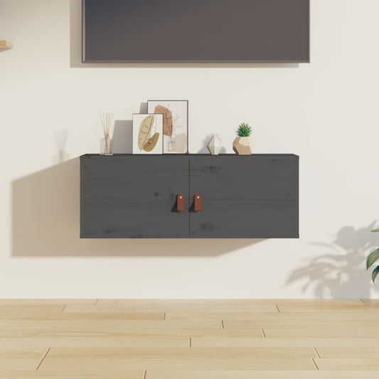 Berkfield Wall Cabinet Grey 80x30x30 cm Solid Wood Pine