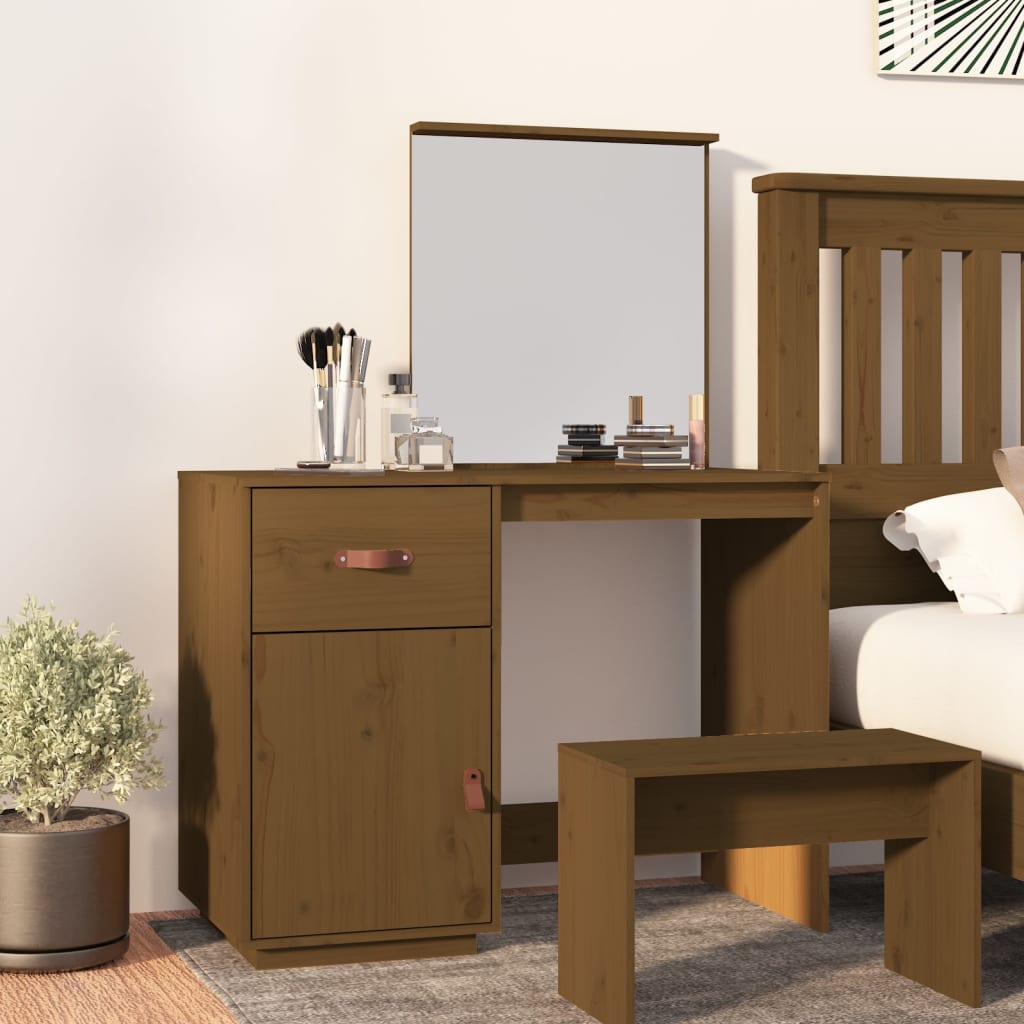 Berkfield Dressing Table Honey Brown 95x50x134 cm Solid Wood Pine
