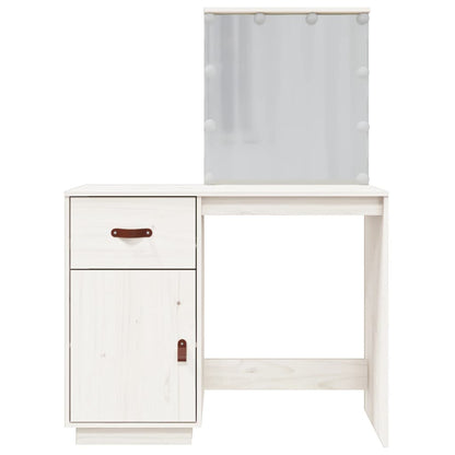 Berkfield Dressing Table with LED White 95x50x133.5 cm Solid Wood Pine