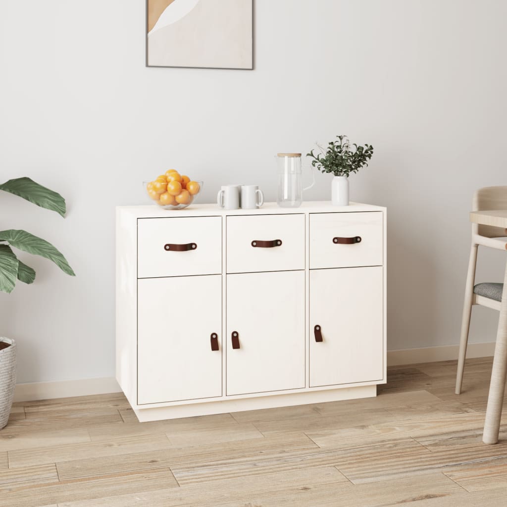 Berkfield Sideboard White 100x40x75 cm Solid Wood Pine