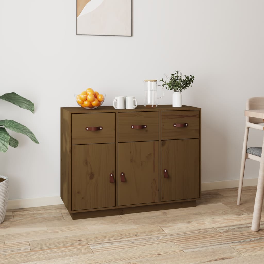 Berkfield Sideboard Honey Brown 100x40x75 cm Solid Wood Pine