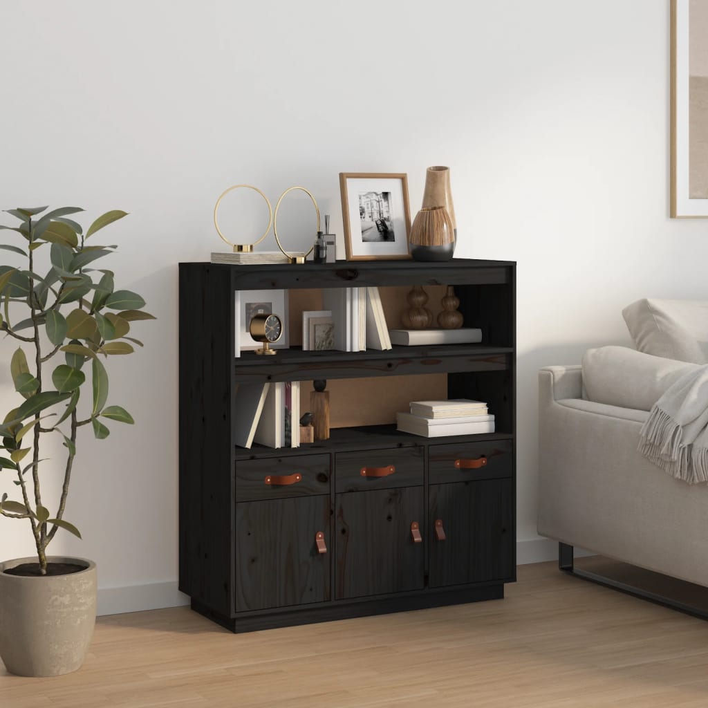 Berkfield Highboard Black 100x40x108.5 cm Solid Wood Pine