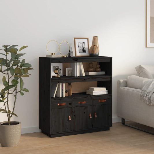 Berkfield Highboard Black 100x40x108.5 cm Solid Wood Pine