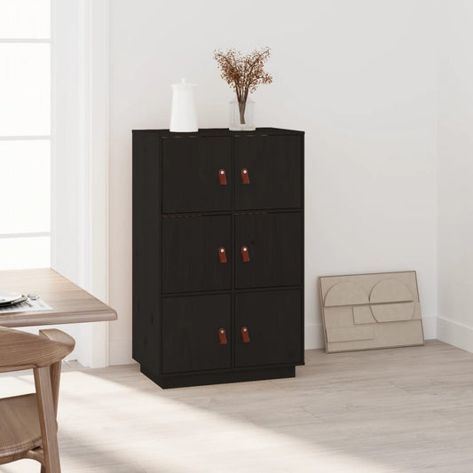 Berkfield Highboard Black 67x40x108.5 cm Solid Wood Pine