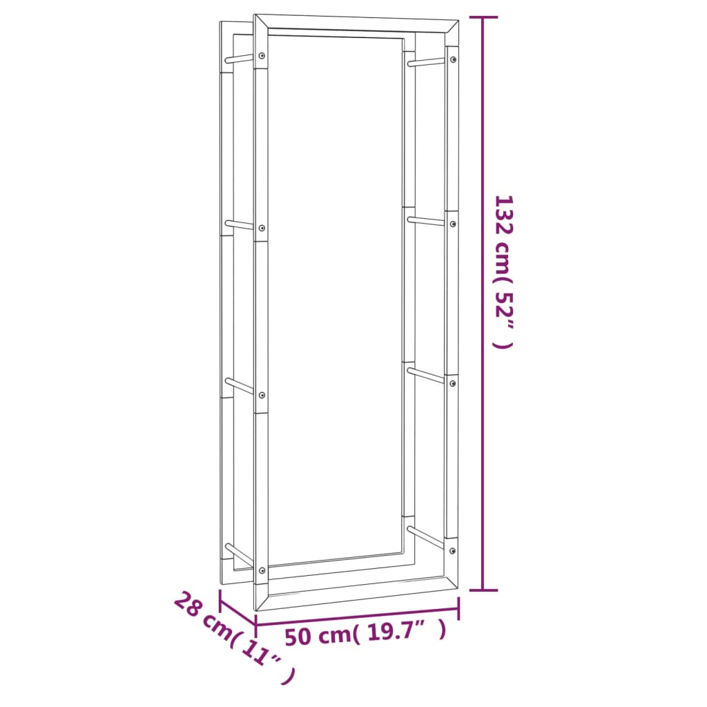 Berkfield Firewood Rack Matt Black 50x28x132 cm Steel