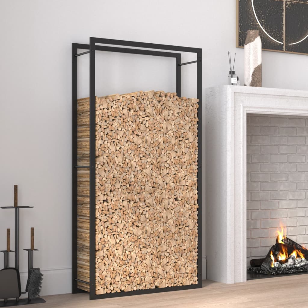 Berkfield Firewood Rack Matt Black 80x28x154 cm Steel