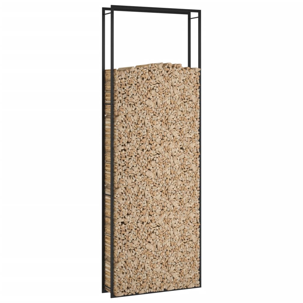 Berkfield Firewood Rack Matt Black 110x28x312 cm Steel