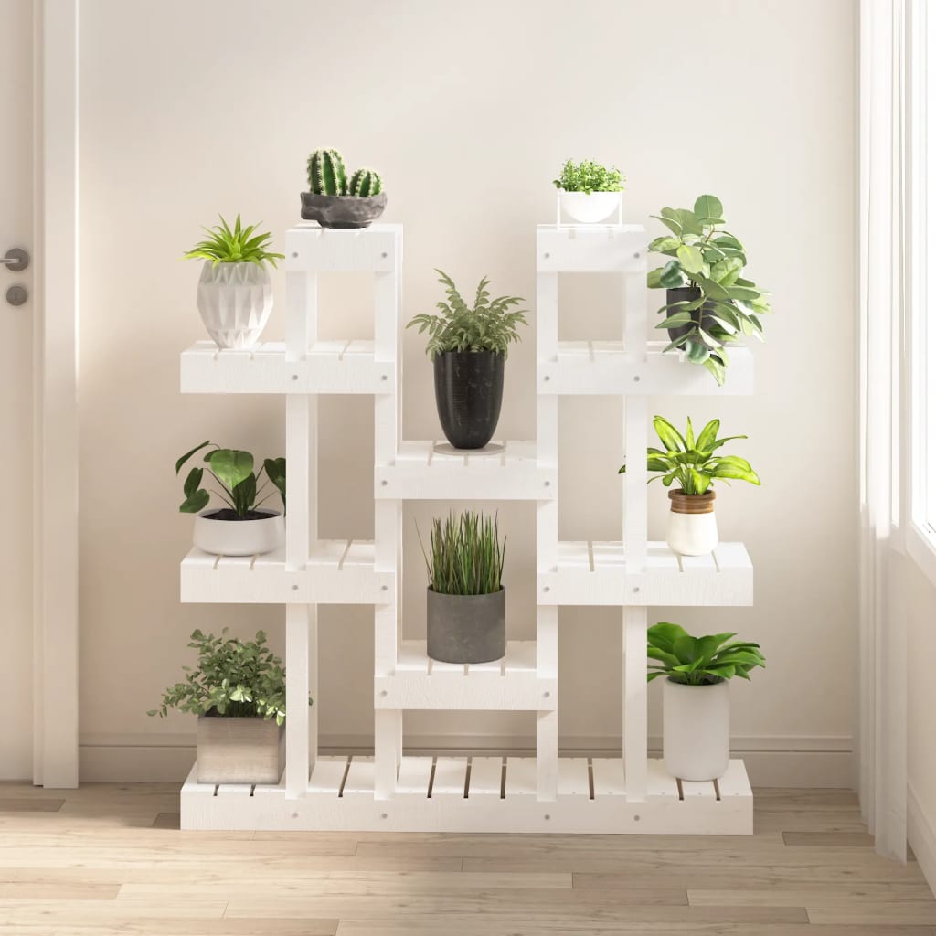 Berkfield Plant Stand White 104.5x25x109.5 cm Solid Wood Pine