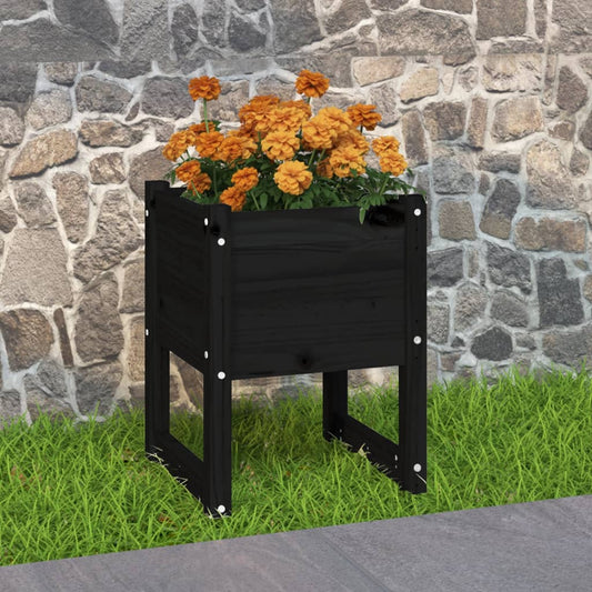 Berkfield Planter Black 40x40x52.5 cm Solid Wood Pine