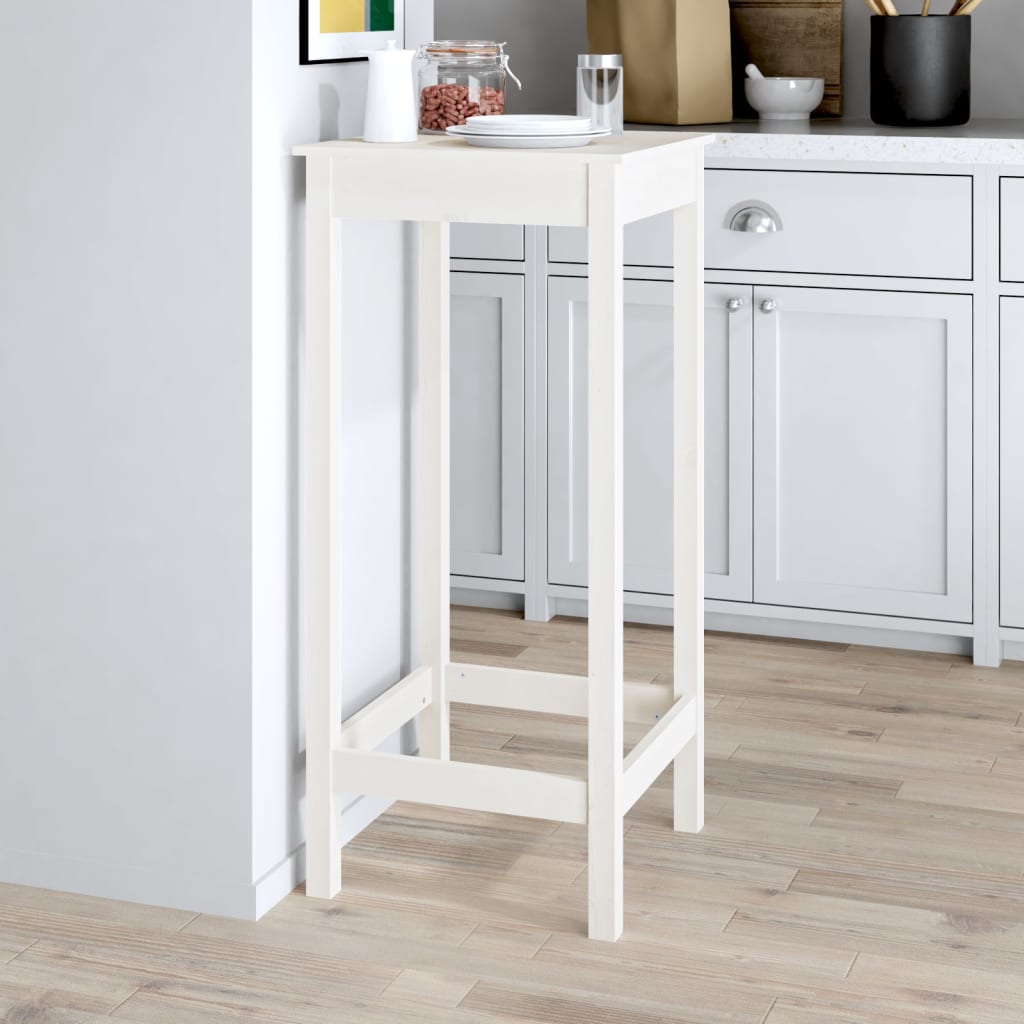 Berkfield Bar Table White 50x50x110 cm Solid Wood Pine