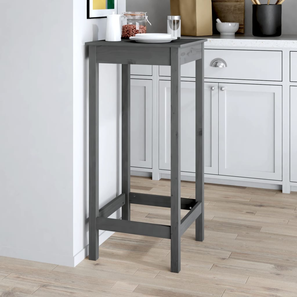 Berkfield Bar Table Grey 50x50x110 cm Solid Wood Pine