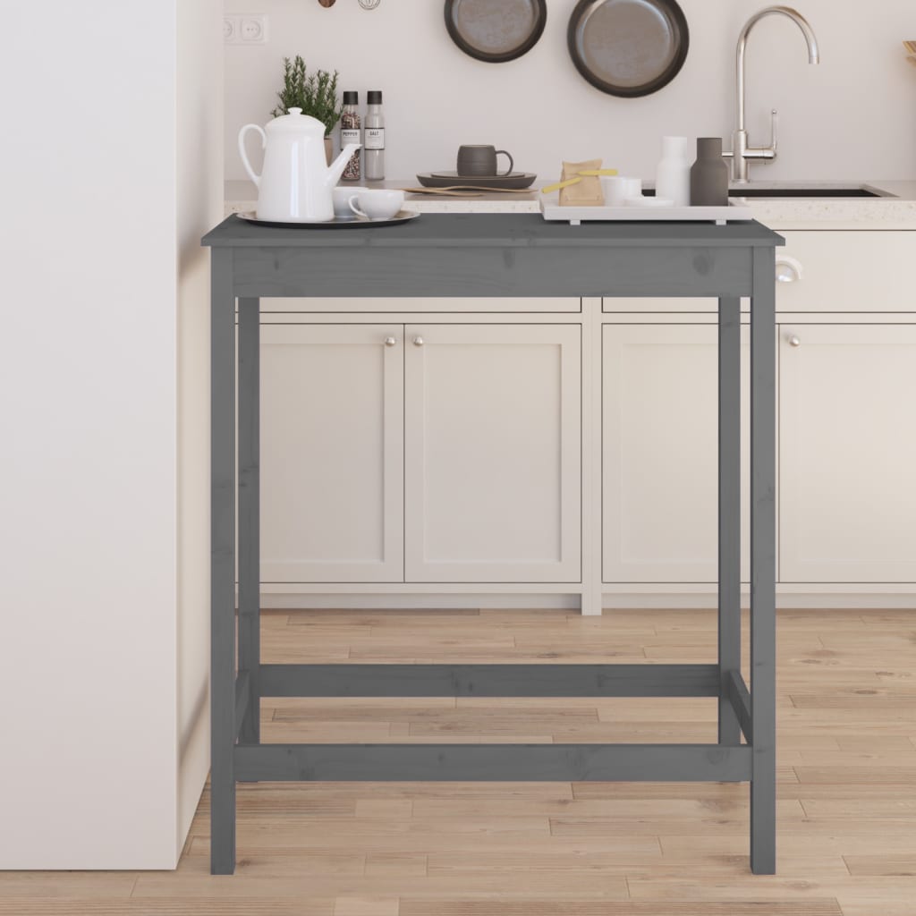 Berkfield Bar Table Grey 100x50x110 cm Solid Wood Pine