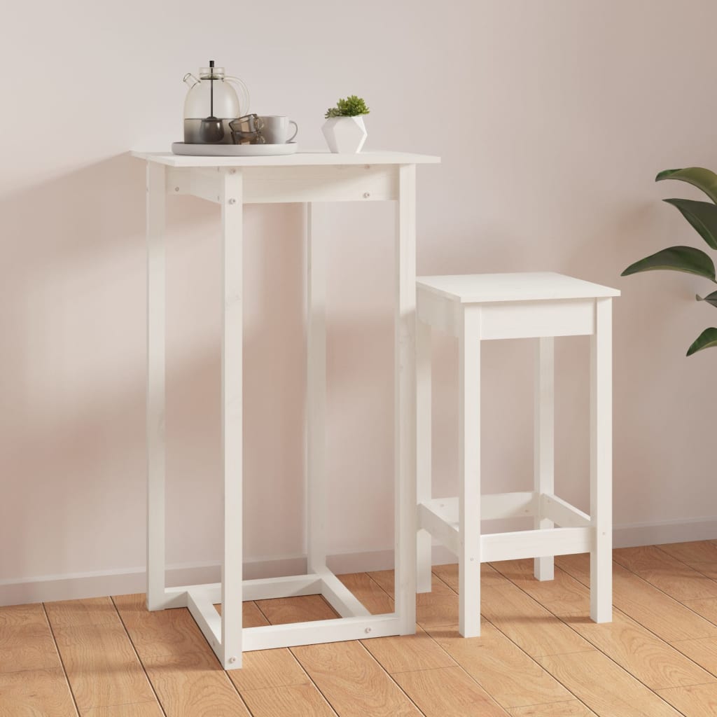 Berkfield Bar Table White 60x60x110 cm Solid Wood Pine