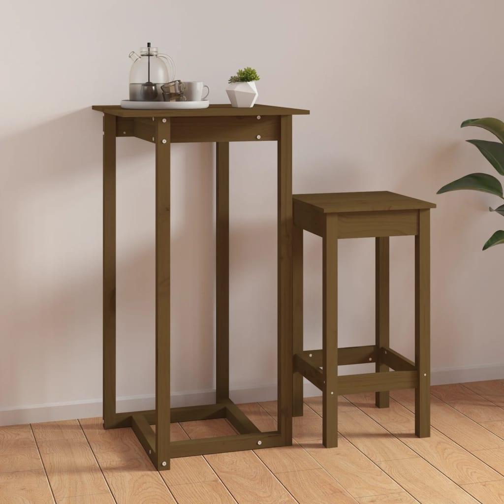 Berkfield Bar Table Honey Brown 60x60x110 cm Solid Wood Pine