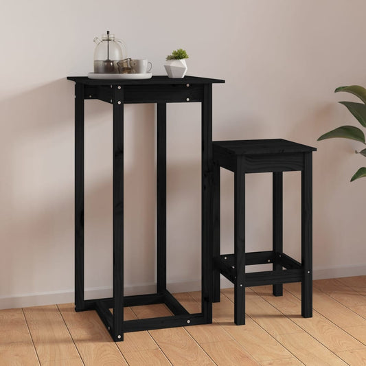 Berkfield Bar Table Black 60x60x110 cm Solid Wood Pine
