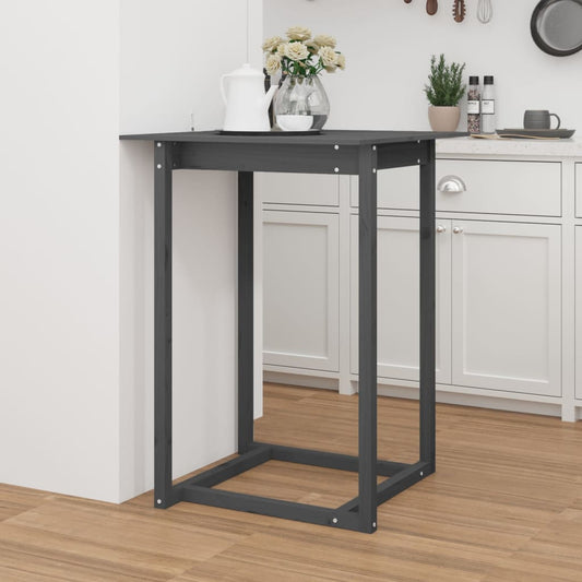 Berkfield Bar Table Grey 80x80x110 cm Solid Wood Pine