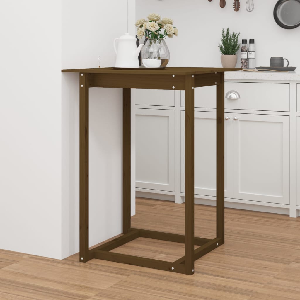 Berkfield Bar Table Honey Brown 80x80x110 cm Solid Wood Pine