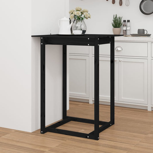 Berkfield Bar Table Black 80x80x110 cm Solid Wood Pine