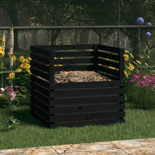 Berkfield Composter Black 80x80x78 cm Solid Wood Pine