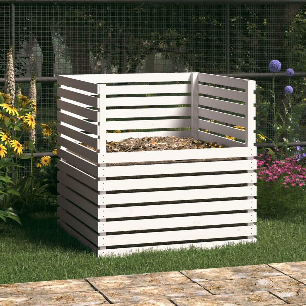Berkfield Composter White 100x100x102 cm Solid Wood Pine