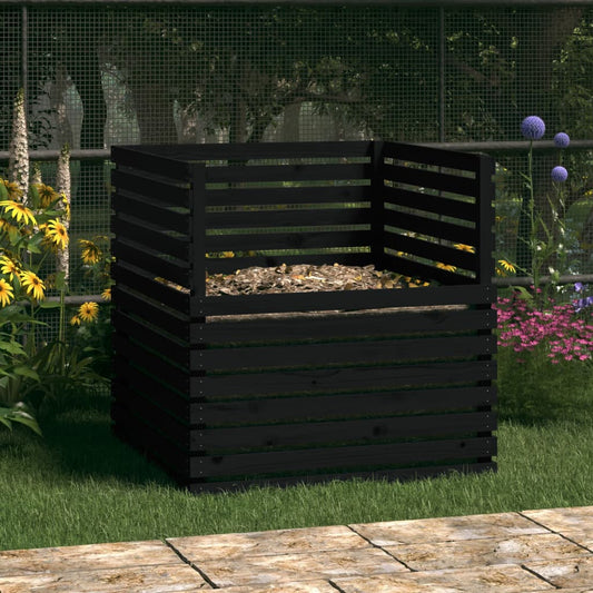 Berkfield Composter Black 100x100x102 cm Solid Wood Pine