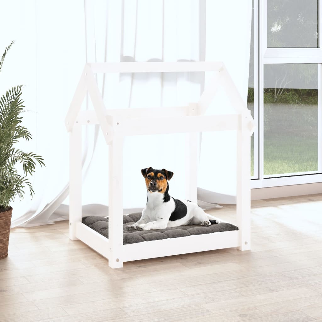 Berkfield Dog Bed White 61x50x70 cm Solid Wood Pine