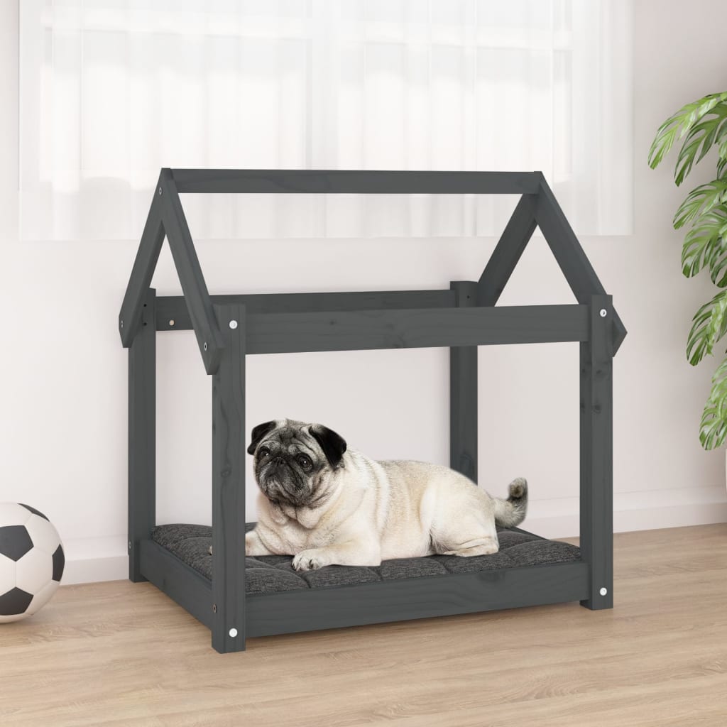 Berkfield Dog Bed Grey 71x55x70 cm Solid Wood Pine