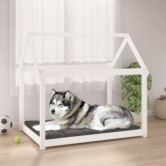 Berkfield Dog Bed White 111x80x100 cm Solid Wood Pine