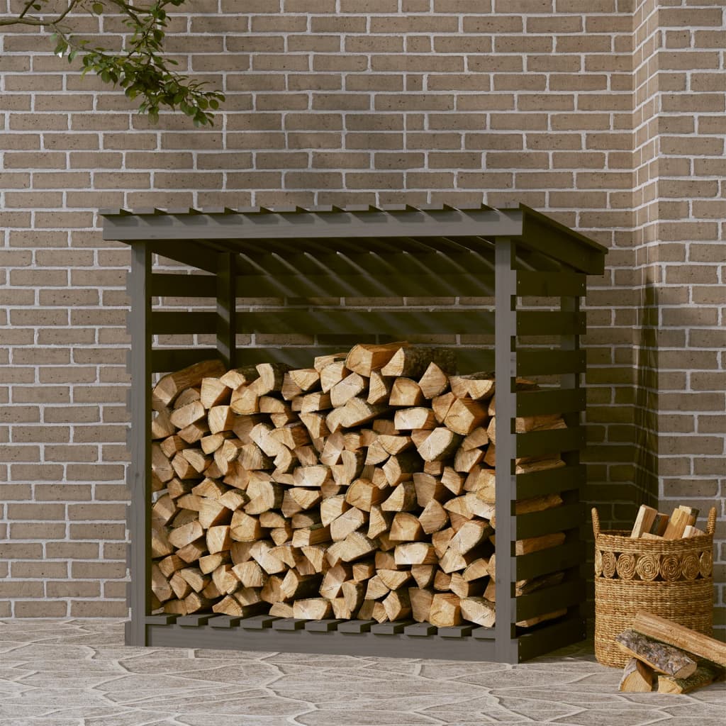 Berkfield Firewood Rack Grey 108x73x108 cm Solid Wood Pine