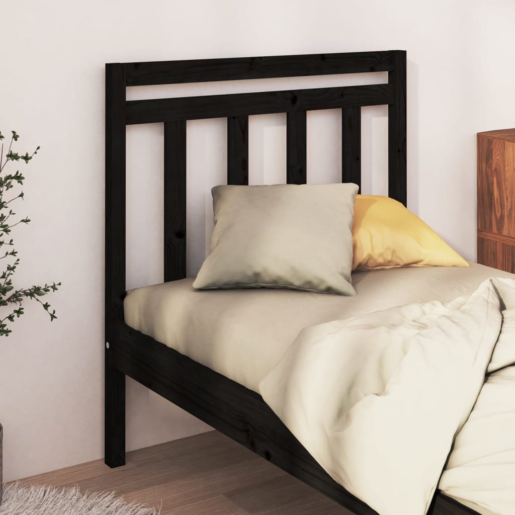 Berkfield Bed Headboard Black 95x4x100 cm Solid Wood Pine