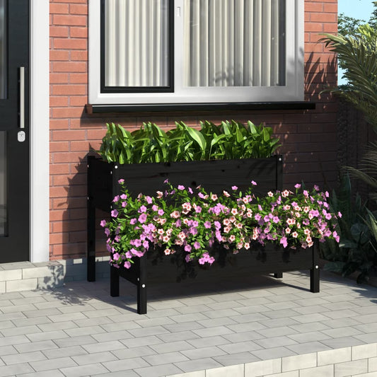 Berkfield Planter Black 110x84x75 cm Solid Wood Pine