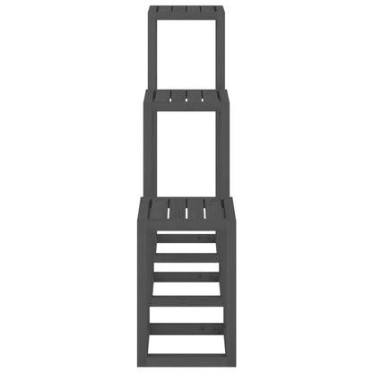 Berkfield 3 Piece Plant Stand Set Grey Solid Wood Pine