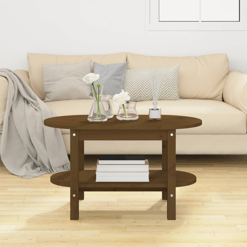 Berkfield Coffee Table Honey Brown 80x45x45 cm Solid Wood Pine