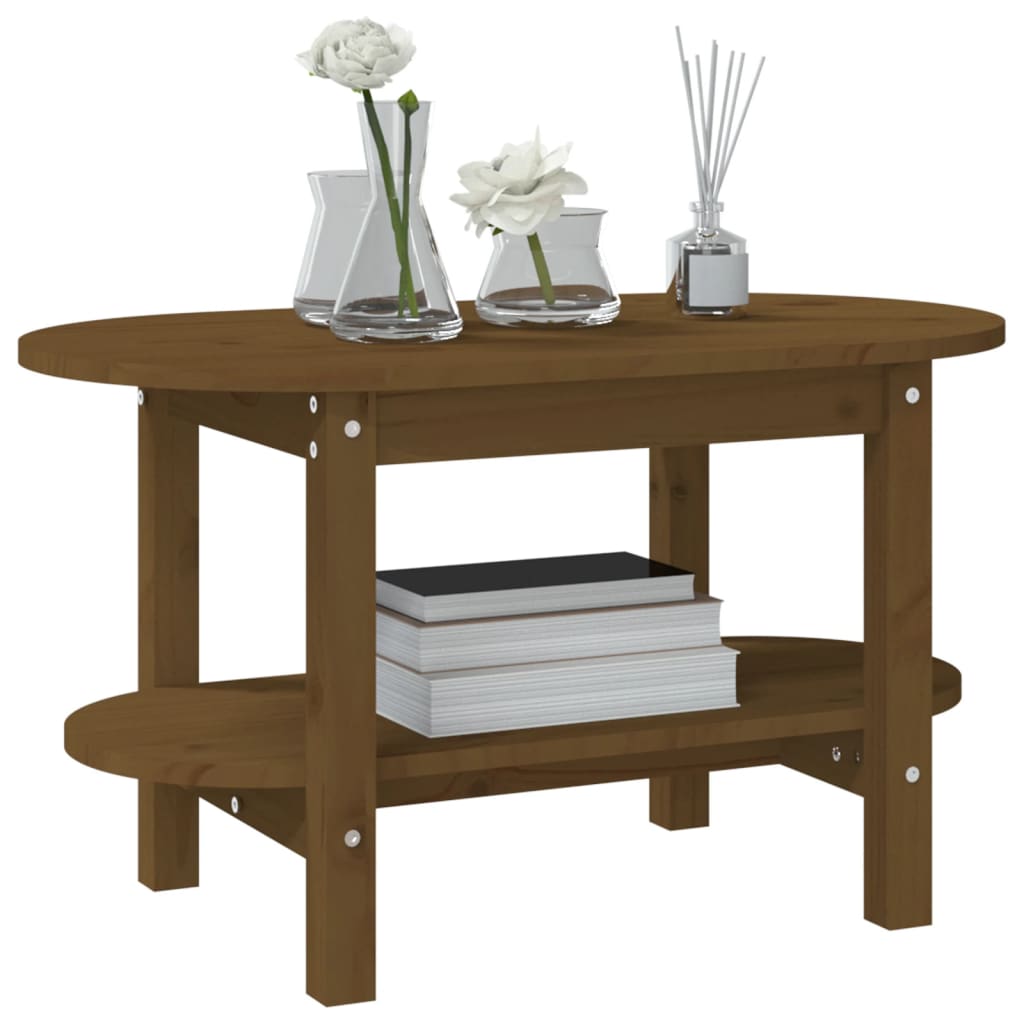 Berkfield Coffee Table Honey Brown 80x45x45 cm Solid Wood Pine