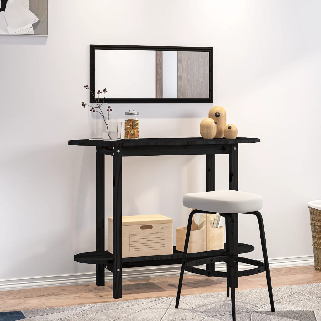 Berkfield Console Table Black 110x40x80 cm Solid Wood Pine