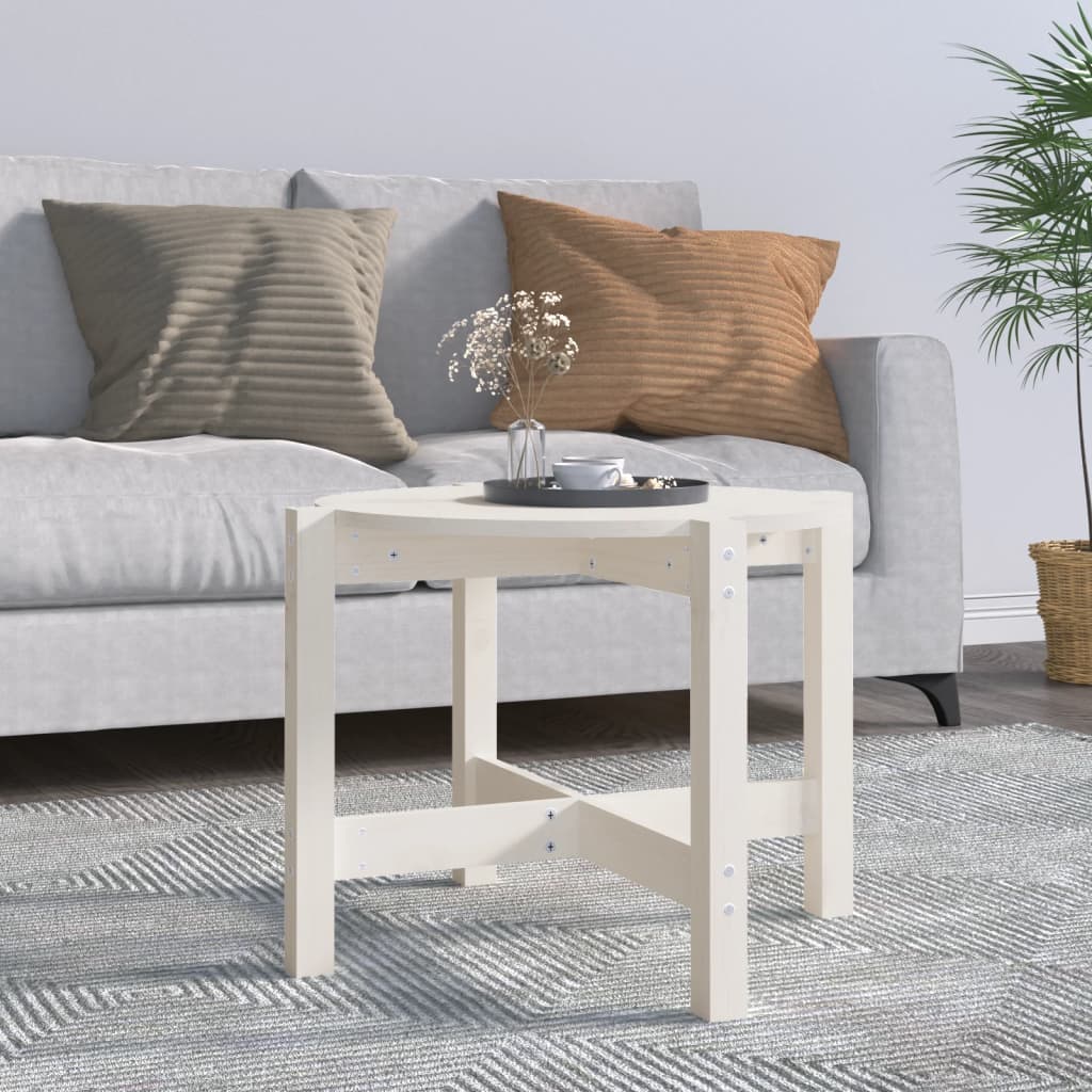 Berkfield Coffee Table White �_�”�_ 62.5x45 cm Solid Wood Pine