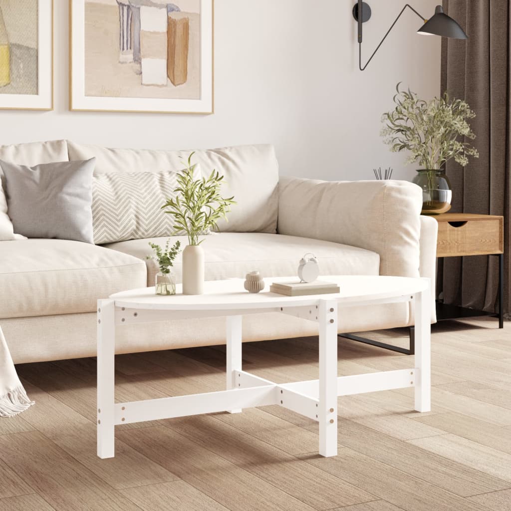 Berkfield Coffee Table White 118x63x45 cm Solid Wood Pine
