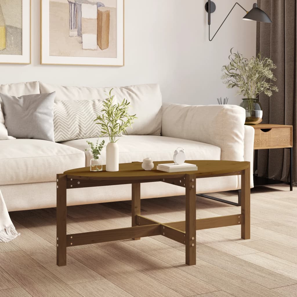 Berkfield Coffee Table Honey Brown 118x63x45 cm Solid Wood Pine
