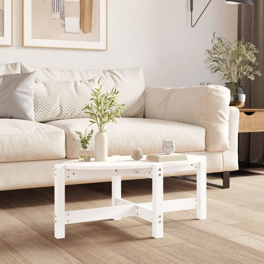 Berkfield Coffee Table White 87x48x35 cm Solid Wood Pine