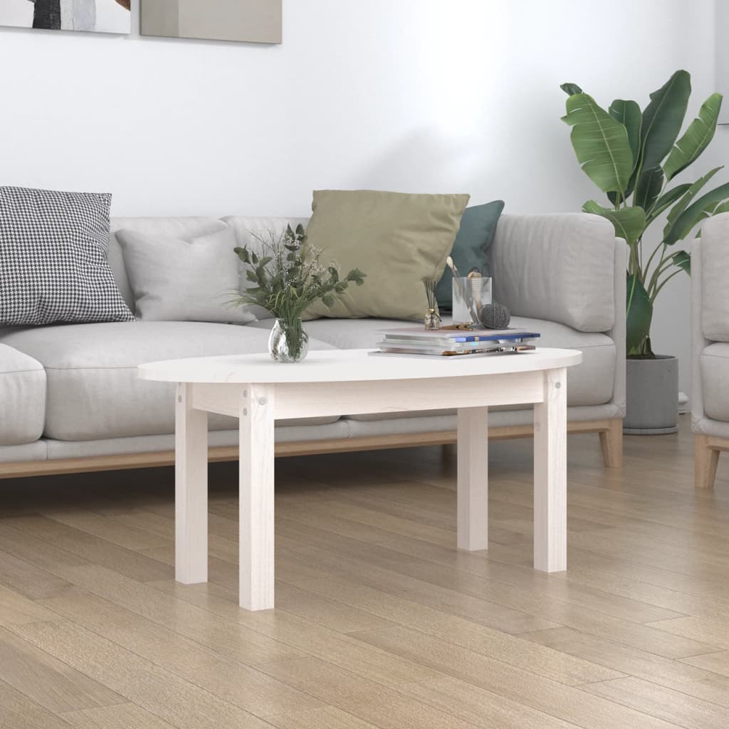 Berkfield Coffee Table White 80x40x35 cm Solid Wood Pine